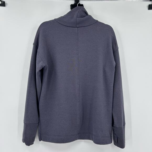 Peloton Charcoal Mock Neck Pullover Sweatshirt Logo Thumb Hole Cuffs Womens Sz S - Picture 8 of 12